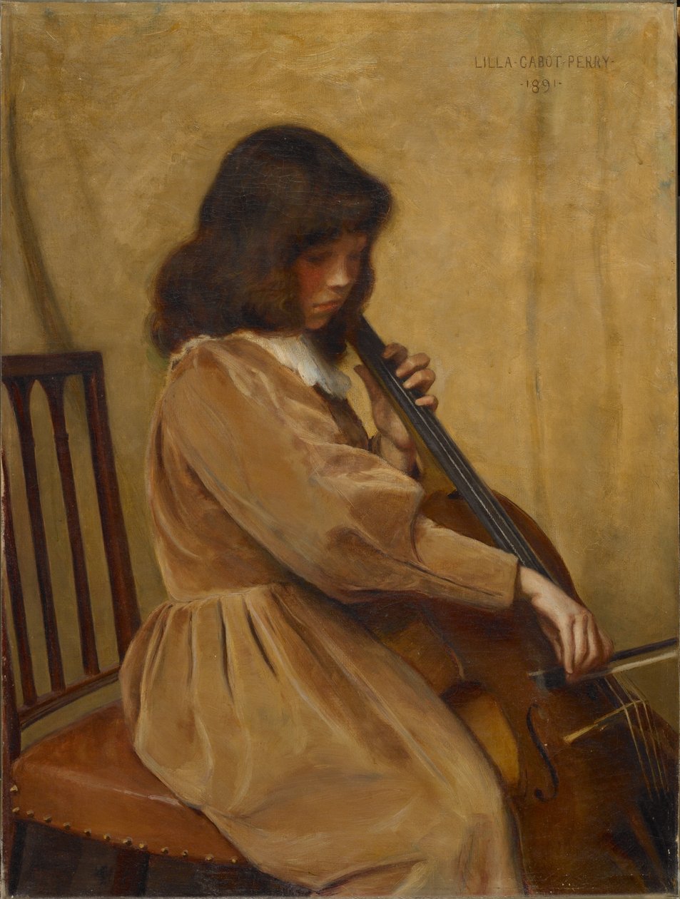 Dívka hrající na violoncello od Lilla Cabot Perry