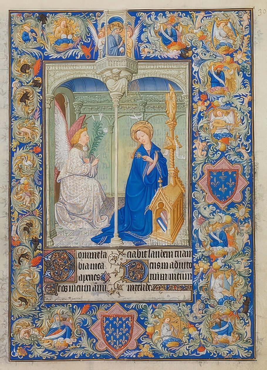 Kniha hodin vévody z Berry. Zvěstování. 1405-08 / 09 od Limbourg Brothers