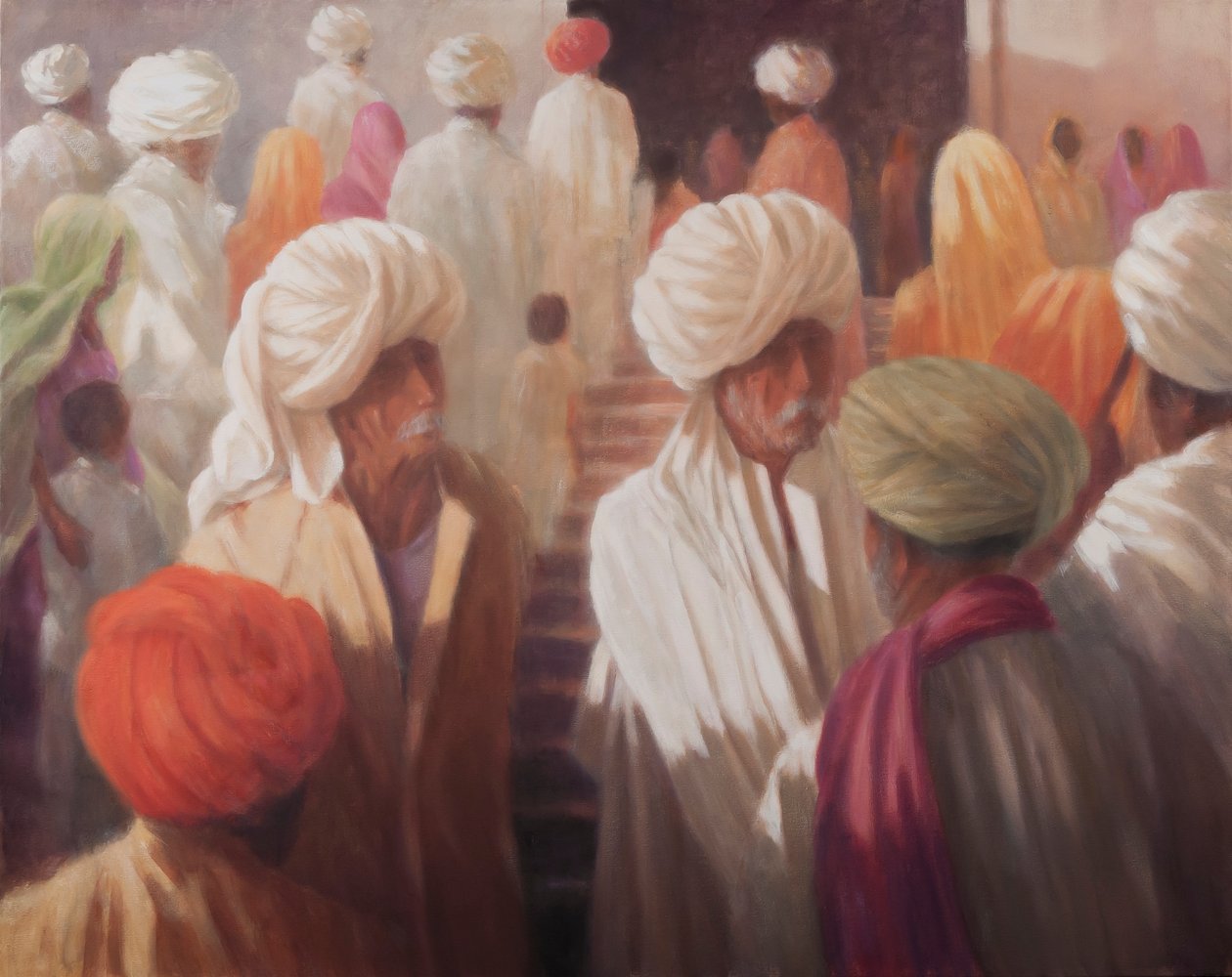 At the Temple Entrance, 2012 (akryl na plátně) od Lincoln Seligman