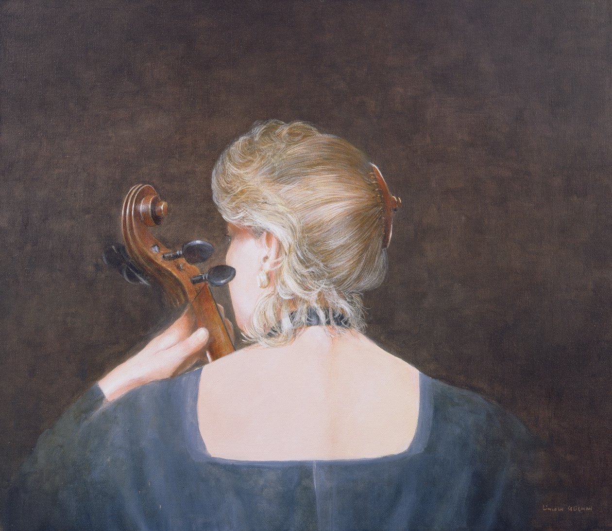 Profesor violoncella, 2005 (akryl) od Lincoln Seligman