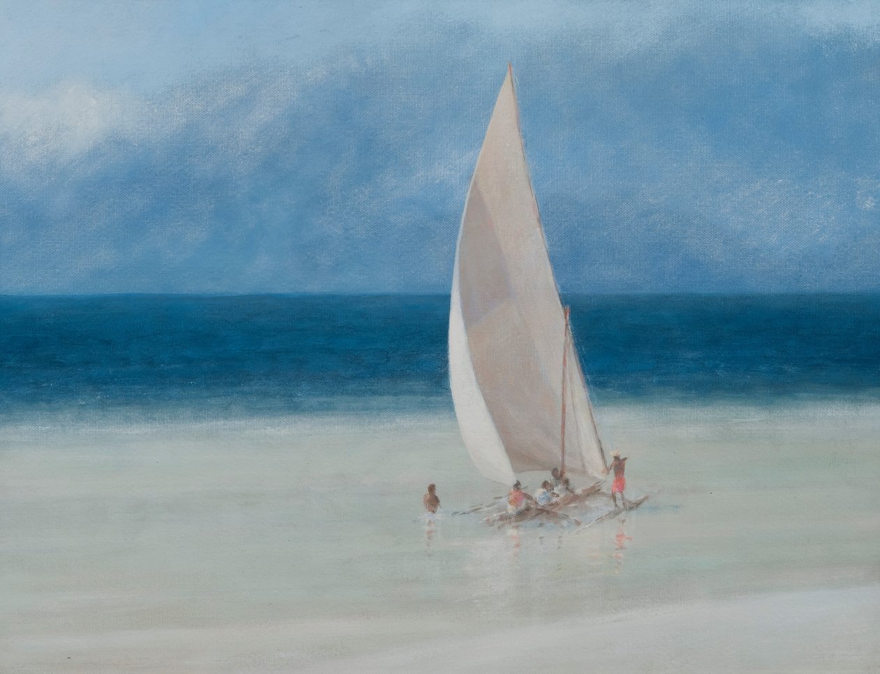 Rybáři, Kilifi, 2012 (akryl na plátně) od Lincoln Seligman