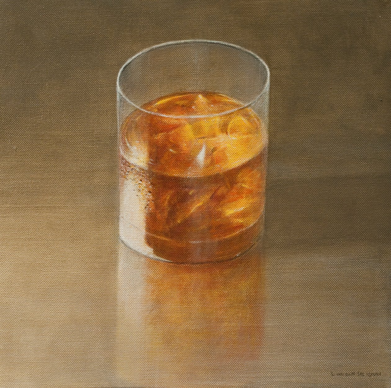 Sklenka whisky, 2010 (akryl na plátně) od Lincoln Seligman