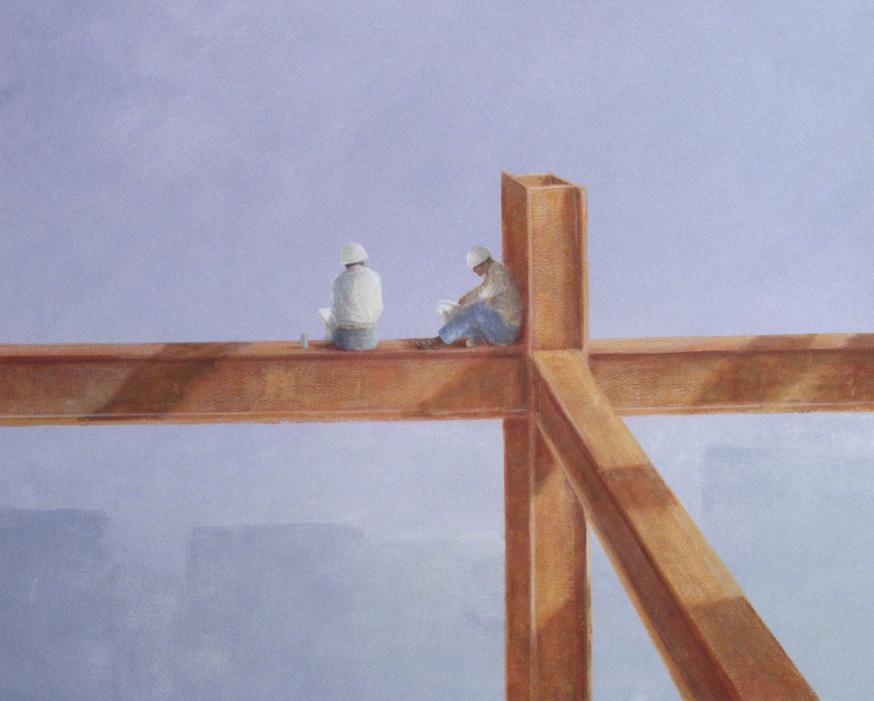 Lunchbreak, 1985 (akryl na palubě) od Lincoln Seligman