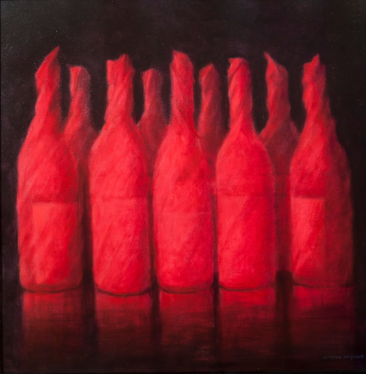 Červené zabalené víno, 2012 (akryl na plátně) od Lincoln Seligman