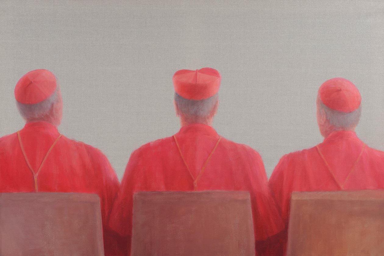 Tři kardinálové II, 2012 (akryl na plátně) od Lincoln Seligman
