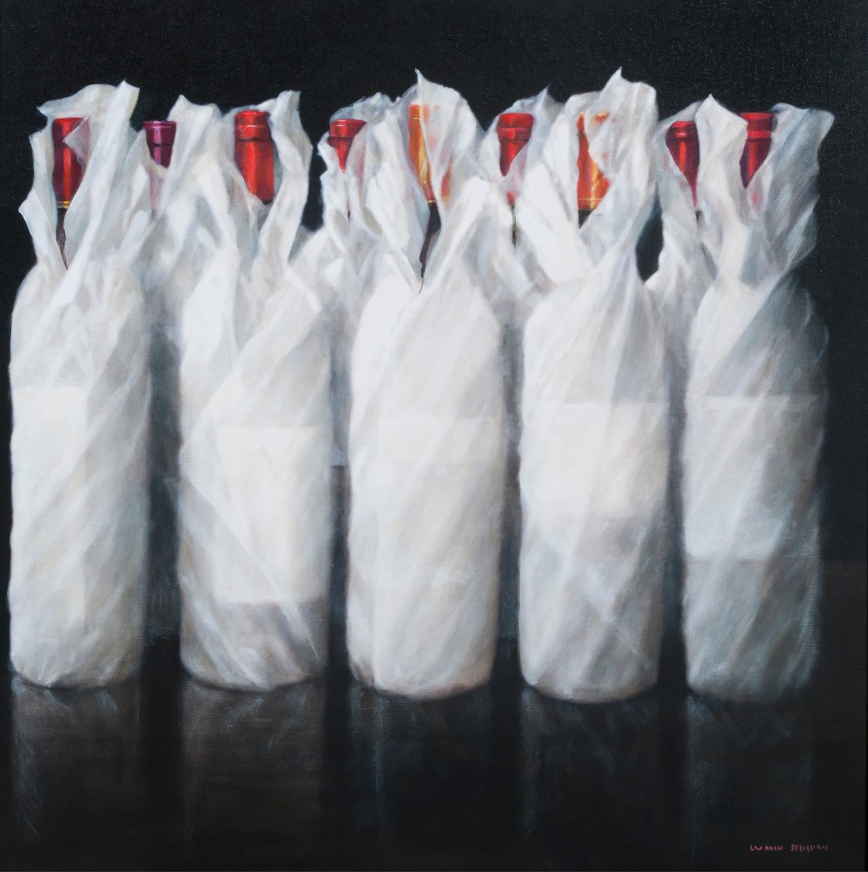 Bílé zabalené víno, 2012 (akryl na plátně) od Lincoln Seligman