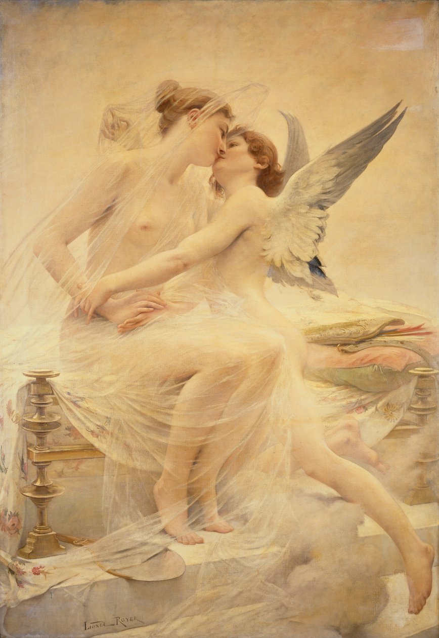 Cupid a Psyche (olej na plátně) od Lionel Noel Royer