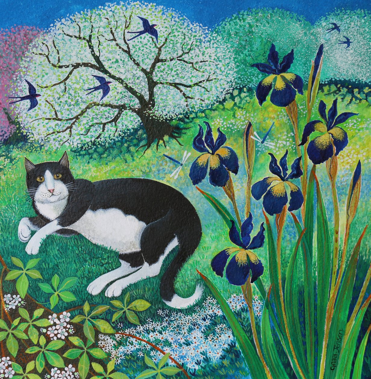 Kits Garden, 2017, (akryl na papíře) od Lisa Graa Jensen