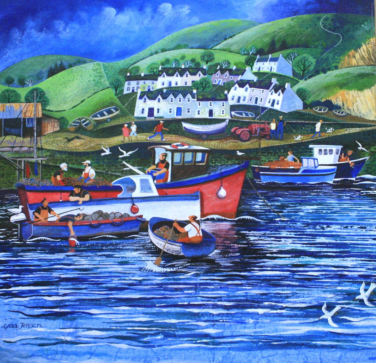 Landing the Catch, 2010, (akryl na papíře) od Lisa Graa Jensen