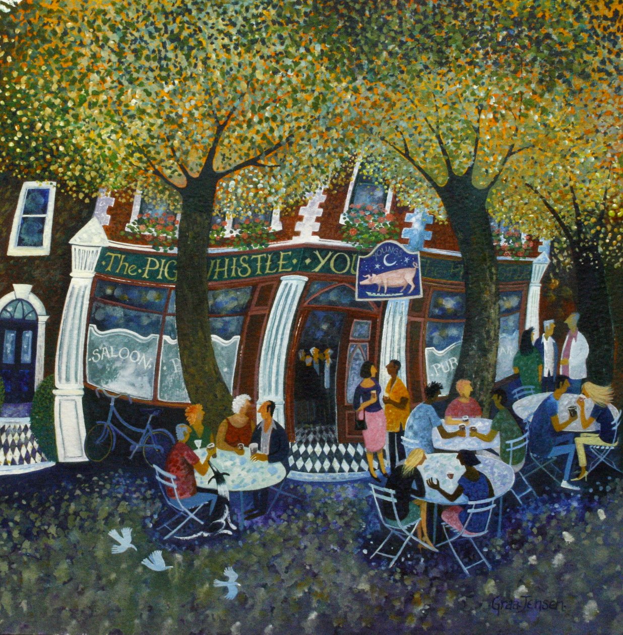 Pig and Whistle, 2011, (akryl na papíře) od Lisa Graa Jensen