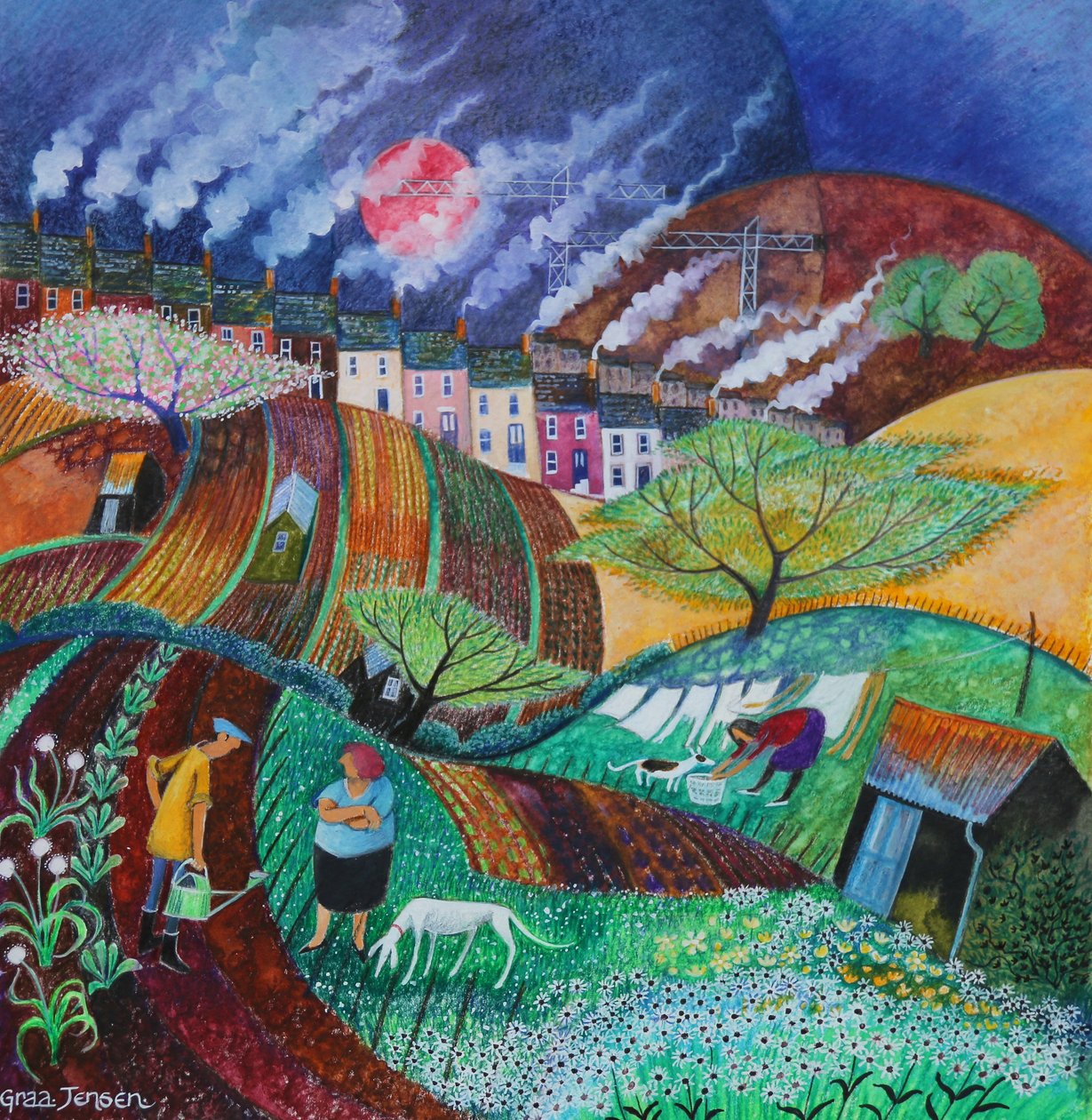 Smokey Chimneys, 2018 (pastel na papíře) od Lisa Graa Jensen