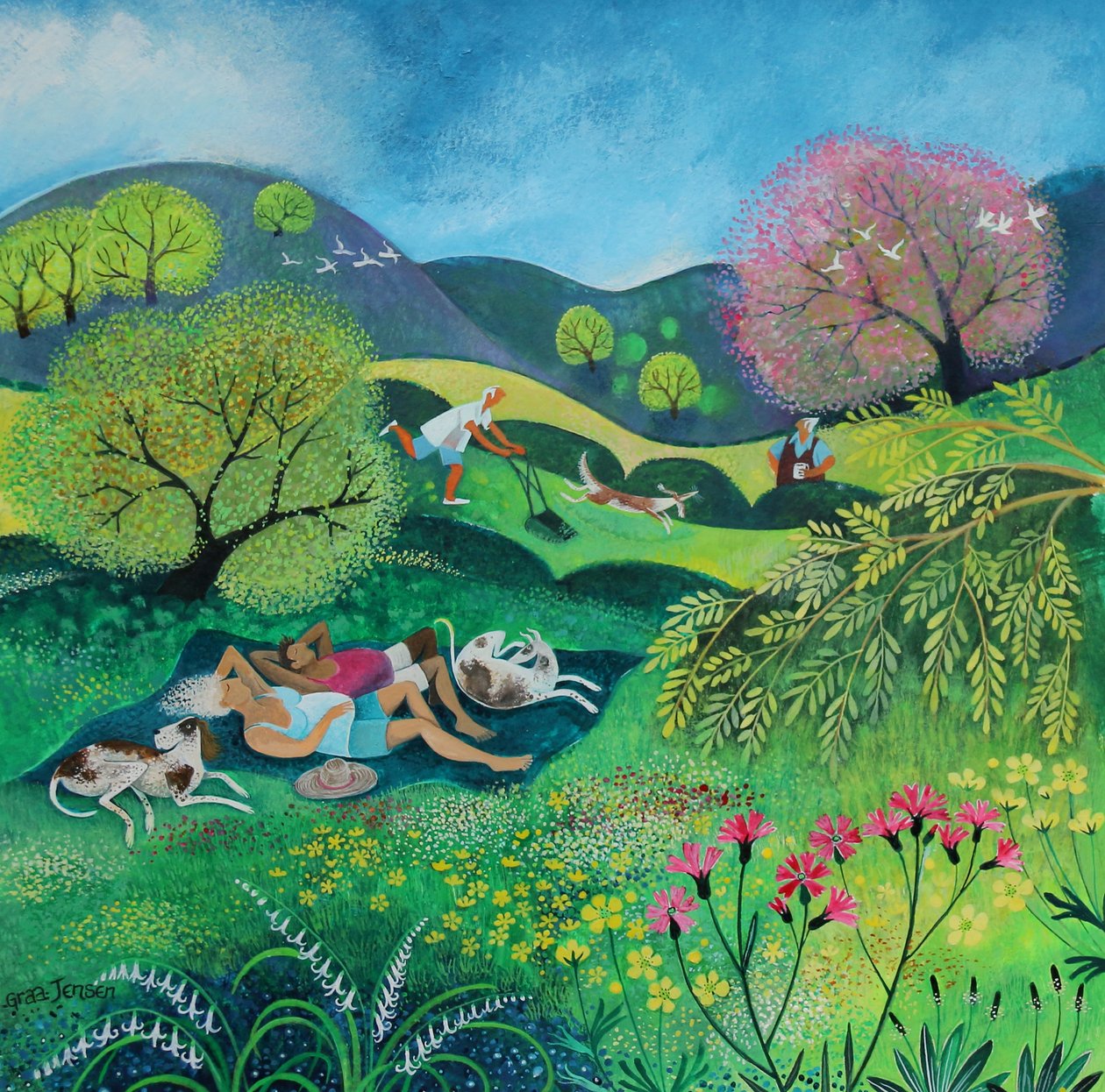 Sunny Sunday Afternoon,2022 (acrylics on paper)   1315064   cs       czech Successfully Translated  Original: Pancake Woman Translat: Pancake Woman 1244732 cs czech Successfully Translated Original: A Coming Enemy (colour litho) Translat: A Coming Enemy (c od Lisa Graa Jensen