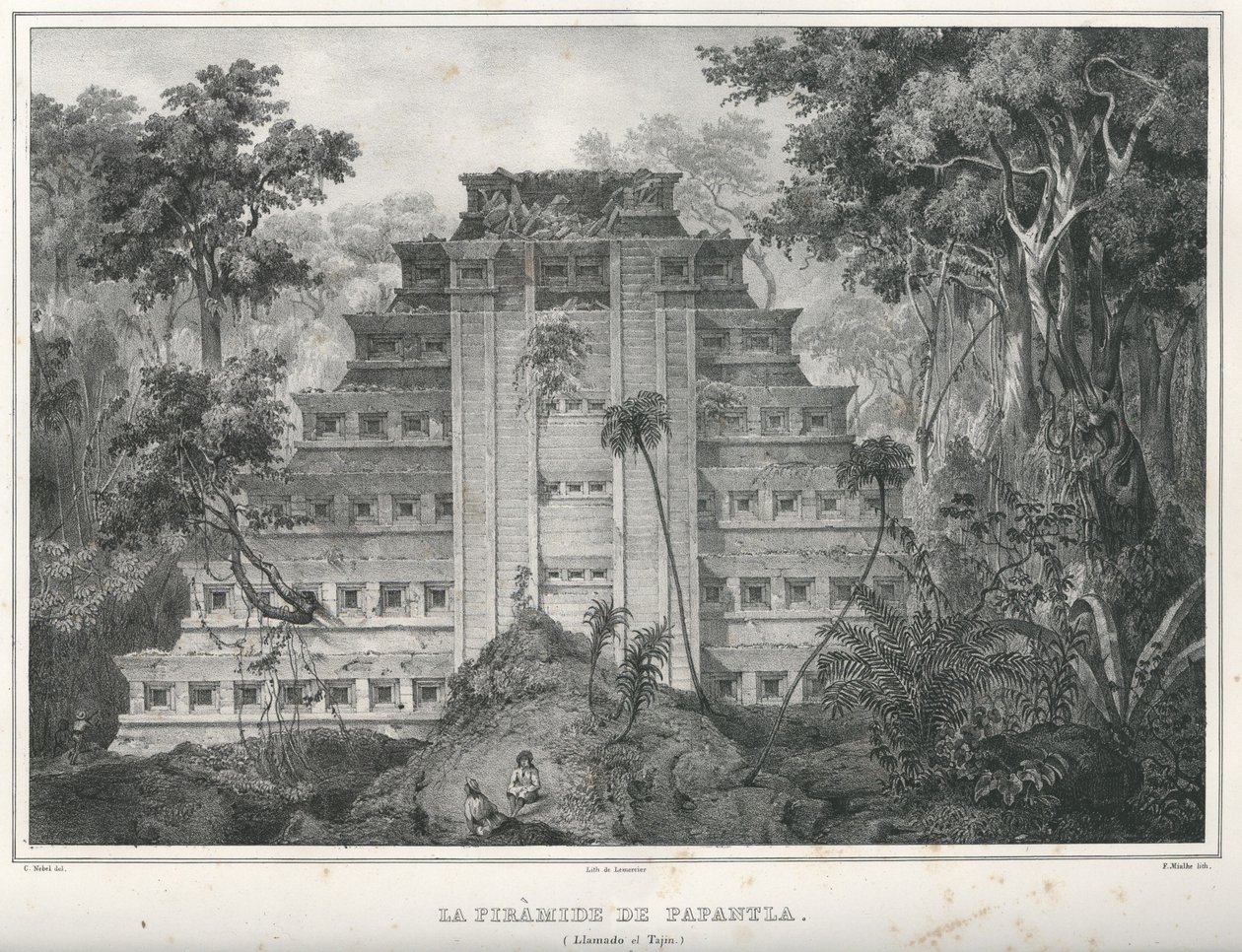 Pyramida Papantla v Mexiku. od Frederic Mialhe