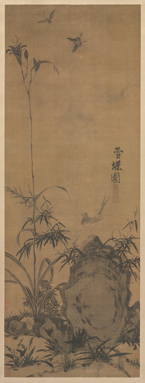 Lilie a motýli, 1300s. od Liu Shanshou