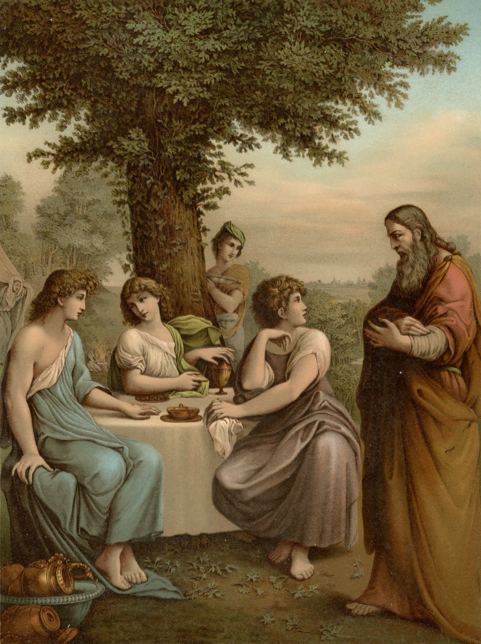 Abraham baví anděly od Lodovico after Carracci