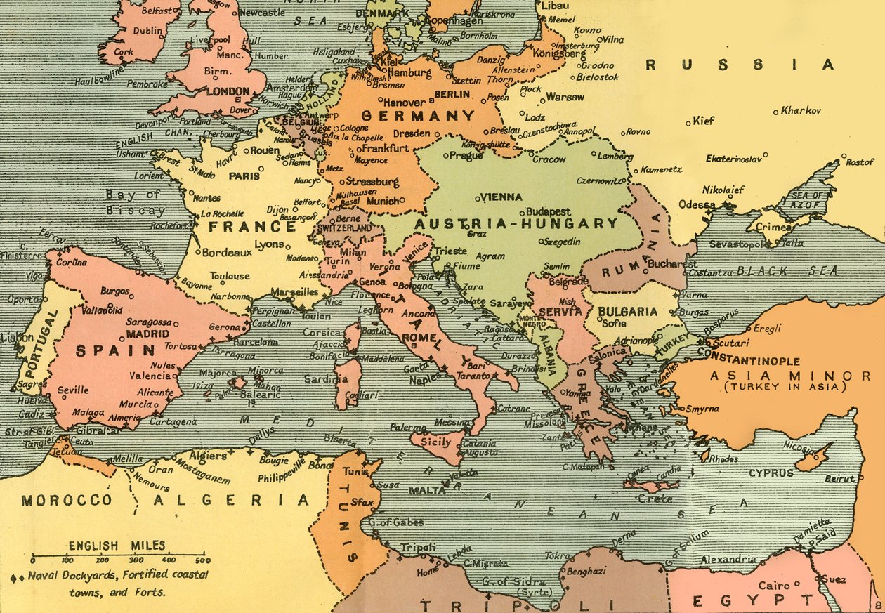 „Střední Evropa a Středomoří“, 1919. od London Geographical Institute