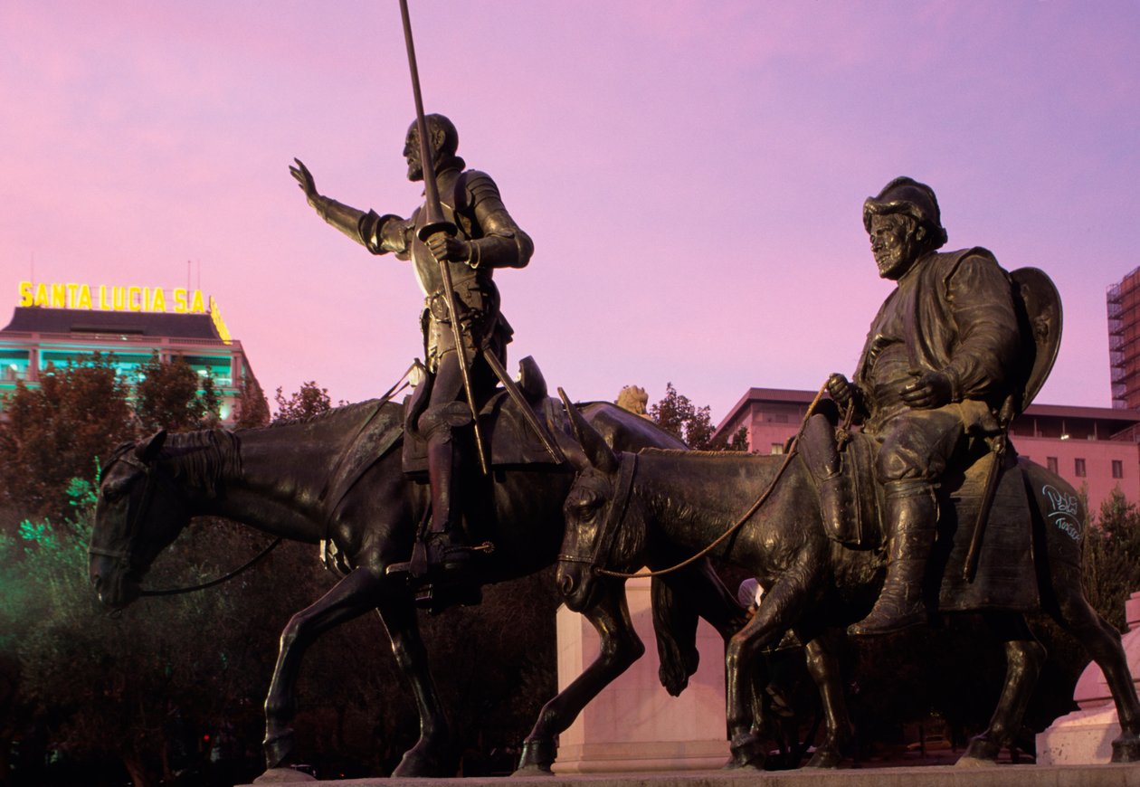 Don Quijote a Sancho Panza, z pomníku Miguela Cervantese, 1928-30 (bronz) od Lorenzo Coullaut Valera