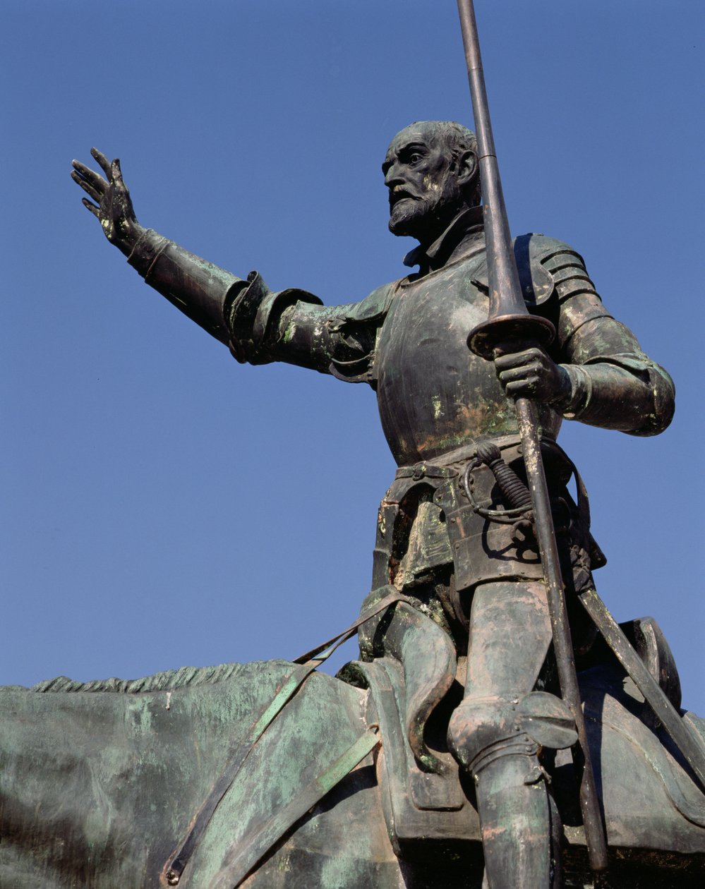 Don Quijote, z pomníku Miguela de Cervantese (1547-1616) 1927 (bronz) (detail) od Lorenzo Coullaut Valera