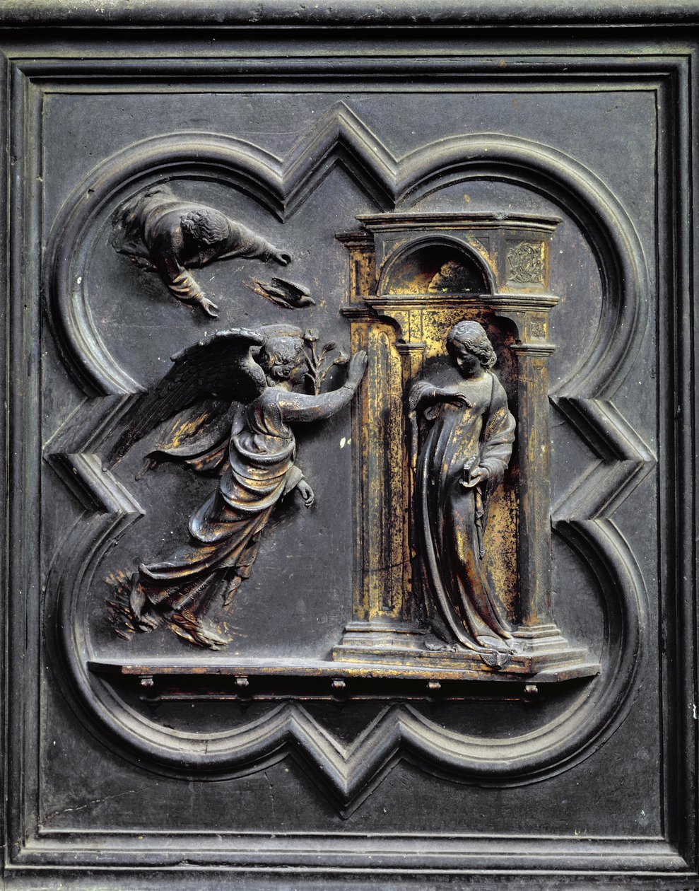 Zvěstování, první deska severních dveří baptisteria San Giovanni, 1403-24 (bronz) od Lorenzo Ghiberti