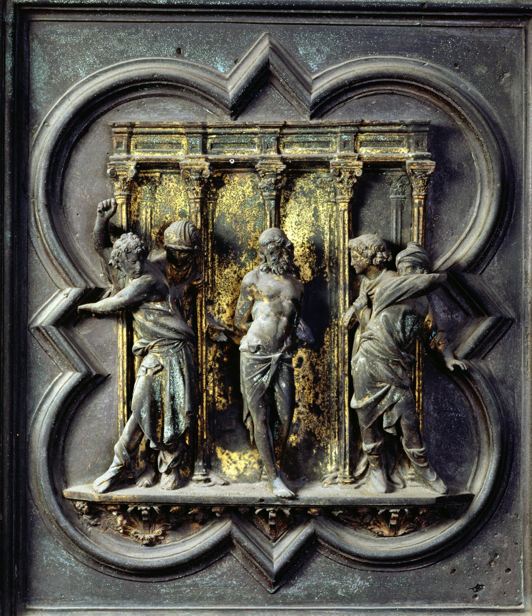 Bičování Krista, patnáctý panel Severních dveří baptisteria San Giovanni, 1403-24 (bronz) od Lorenzo Ghiberti