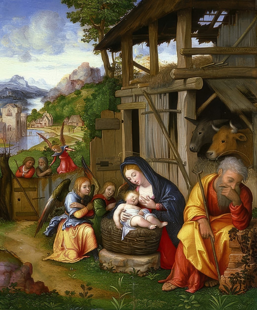 Narození Krista. Kolem roku 1515 od Lorenzo Leonbruno