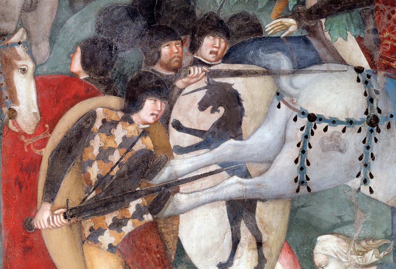 Ukřižování, detail vojáků (Fresco od Lorenzo Salimbeni