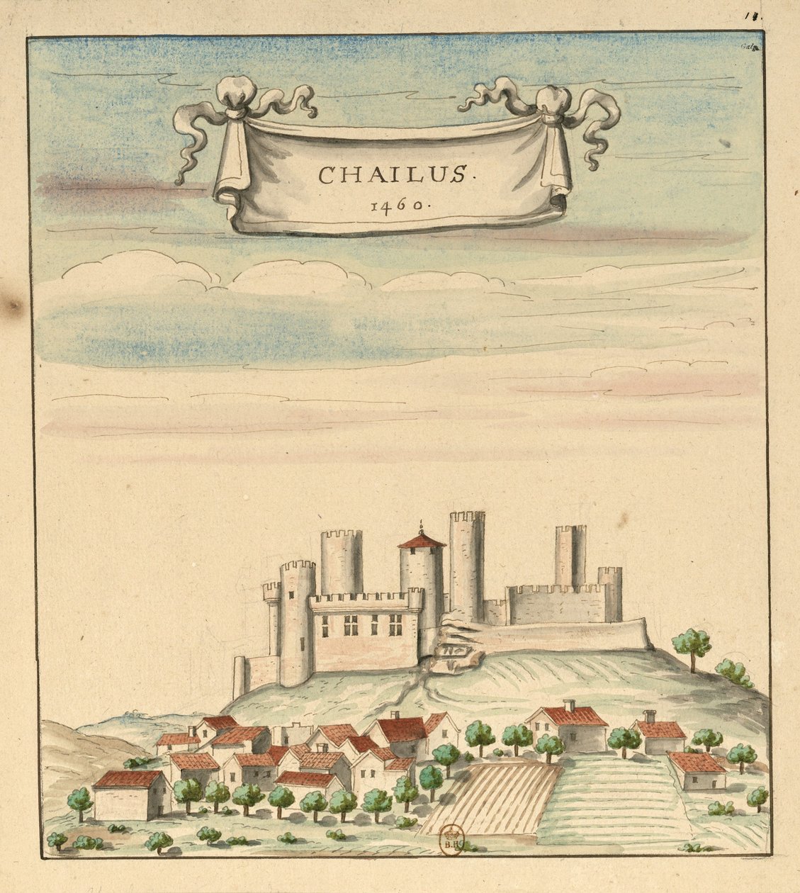 Château de Châlus v roce 1460 od Louis Boudan