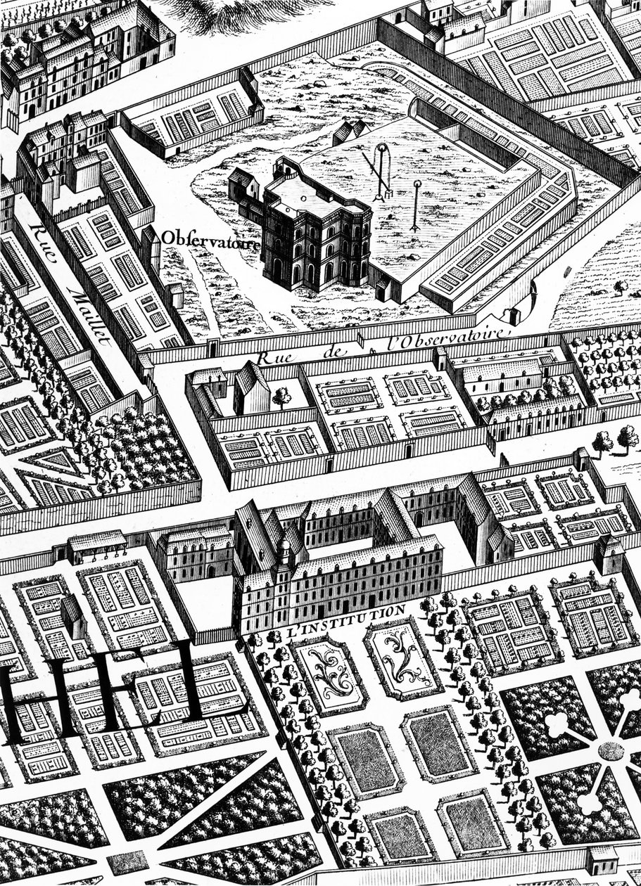 Observatoř, detail z plánu Paříže, známý jako Plan de Turgot, vyrytý Claudem Lucasem, 1734-39 detail rytiny 233535 od Louis Bretez