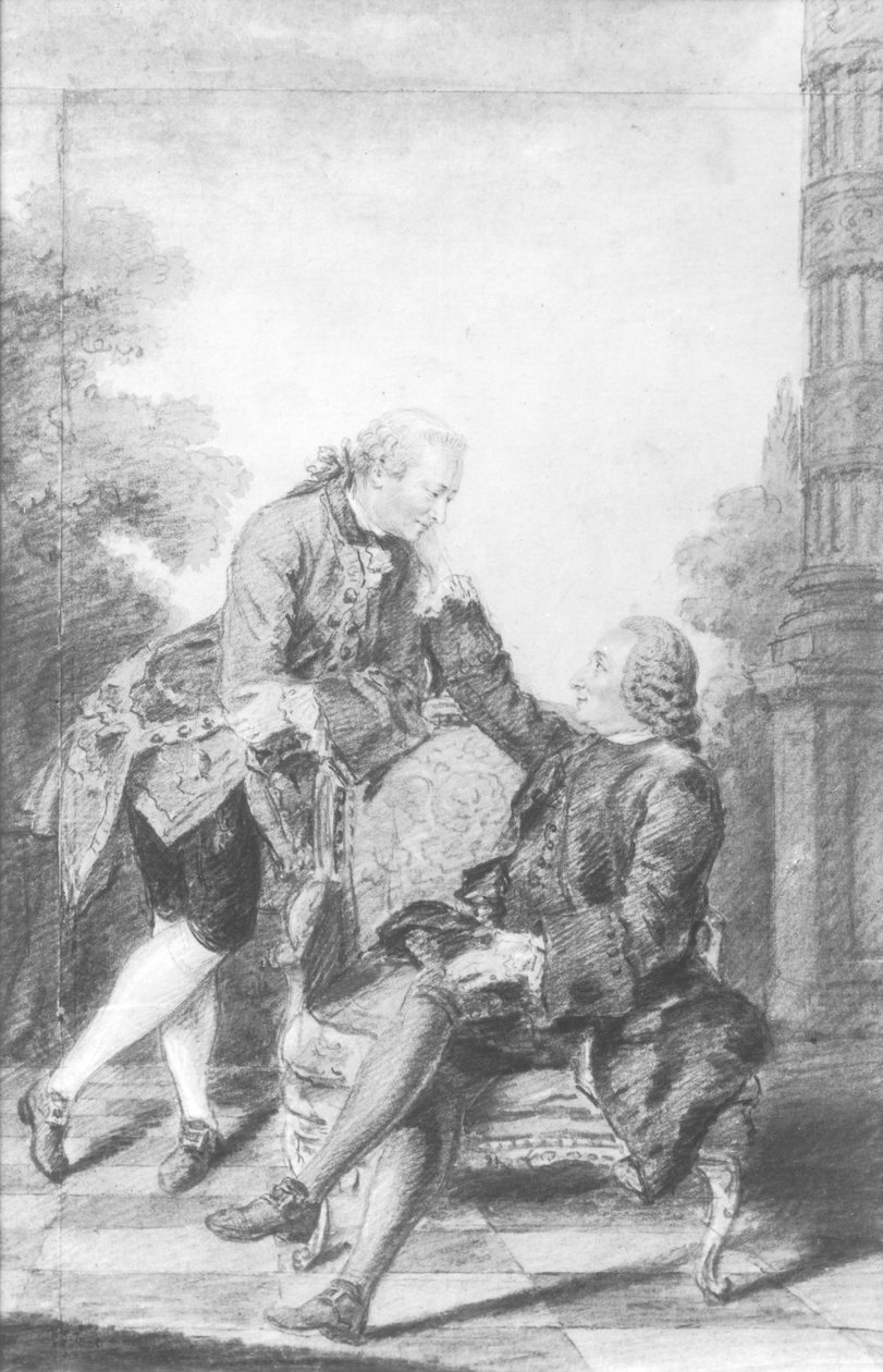 Denis Diderot (1713-84) a Melchior, baron de Grimm (1723-1807) od Louis Carrogis dit Carmontelle