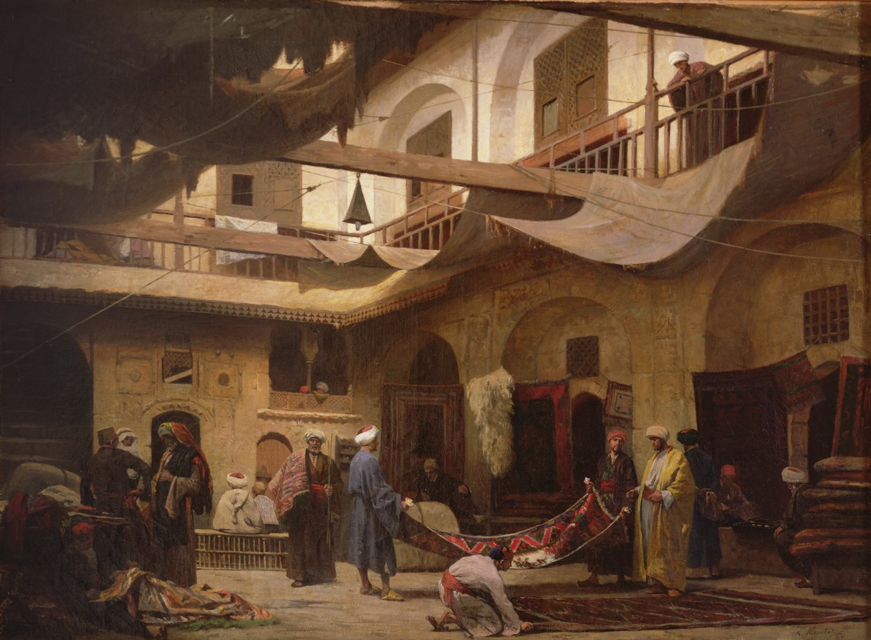 The Carpet Bazaar, Káhira, před rokem 1866 od Louis Claude Mouchot