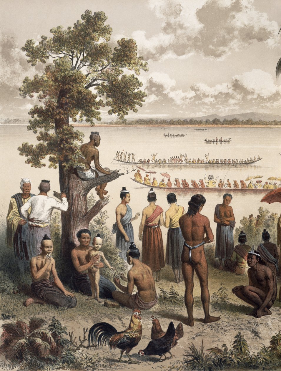 Závody Pirogue na řece Bassac, detail z „Atlas du Voyage d