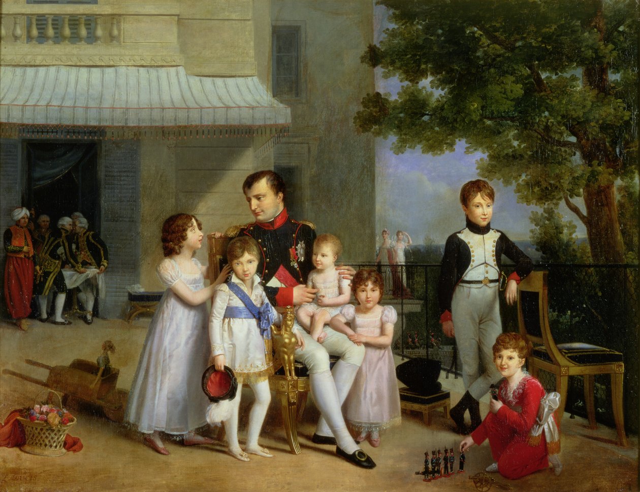 Portrét Napoleona Bonaparta (1769-1821) s jeho synovci a neteřemi na terase v Saint-Cloud, 1810 od Louis Ducis