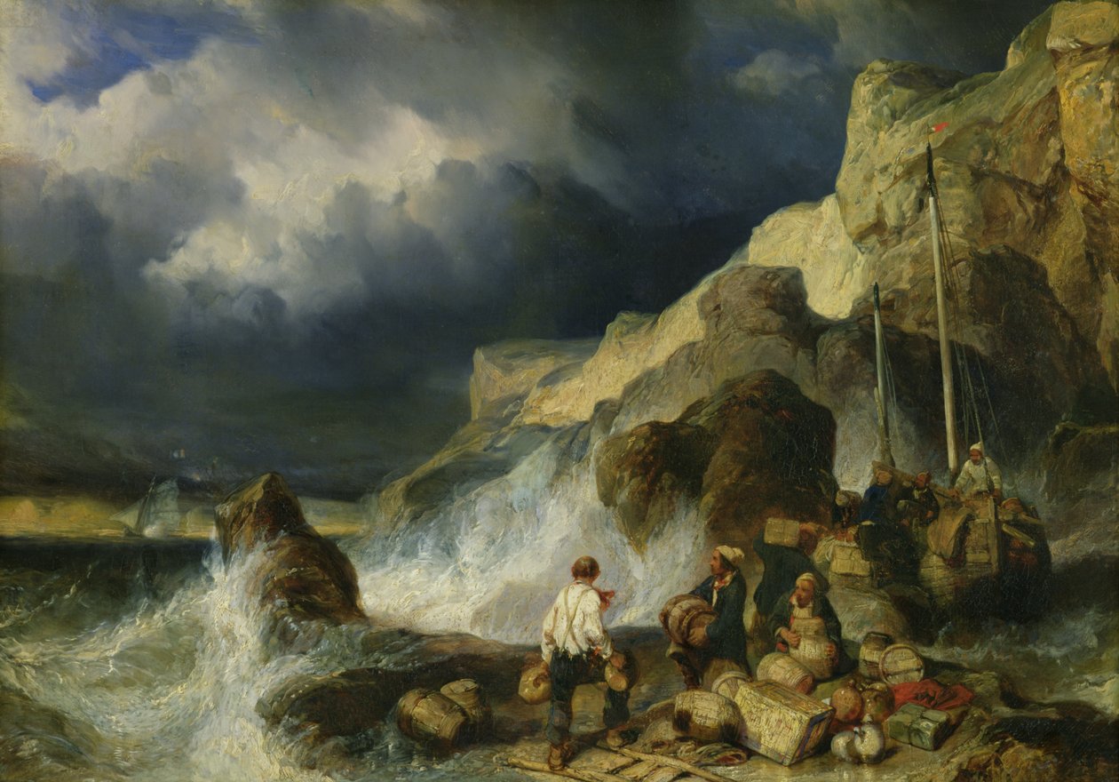 Nápor pašeráků, kolem roku 1837 od Eugene Isabey