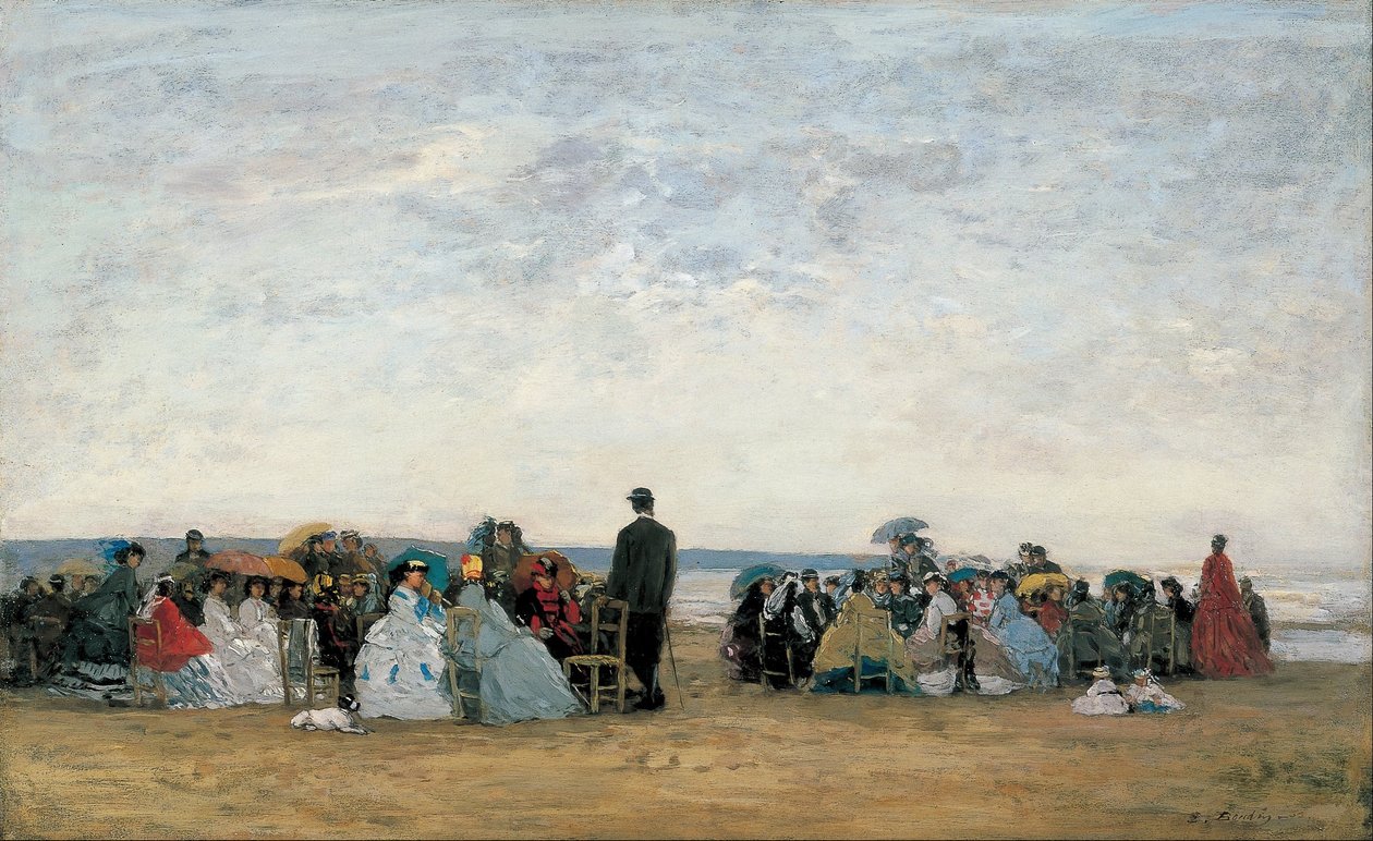 Pláž poblíž Trouville od Eugene Louis Boudin