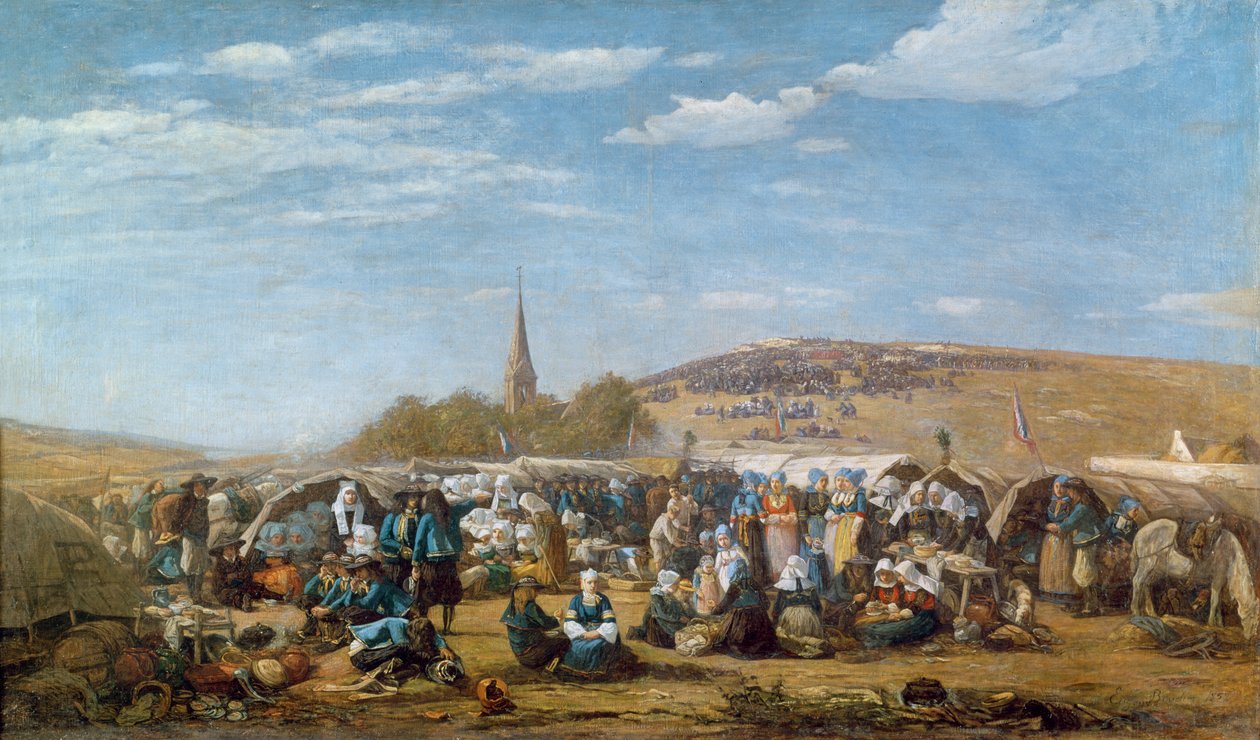 Pardon Sainte-Anne-La-Palud, Bretaň, 1858 od Eugene Louis Boudin