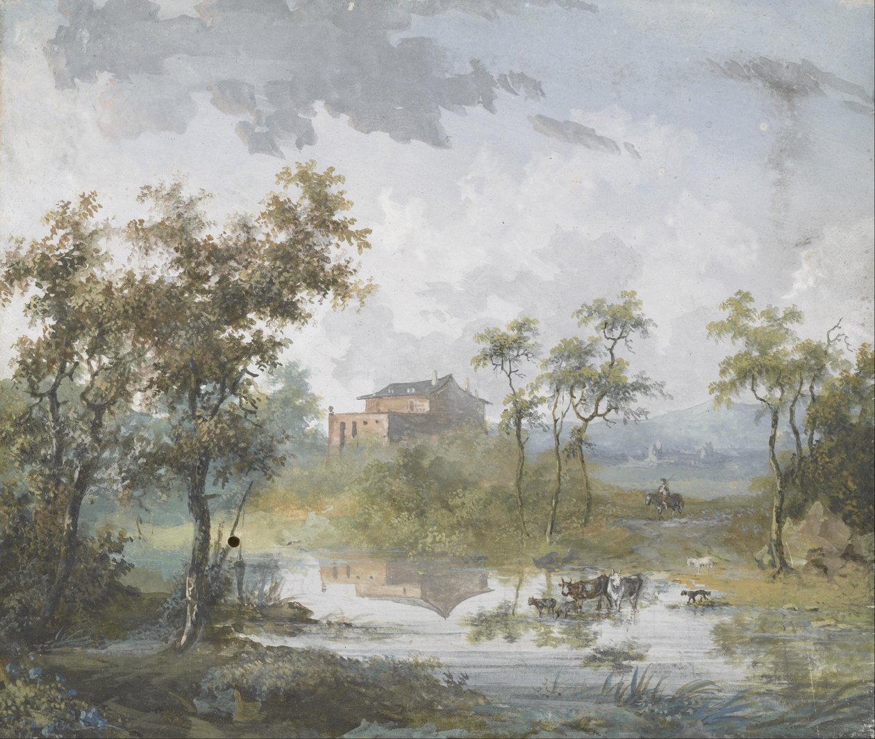 Rustikální řeka Ford od Louis Gabriel Moreau