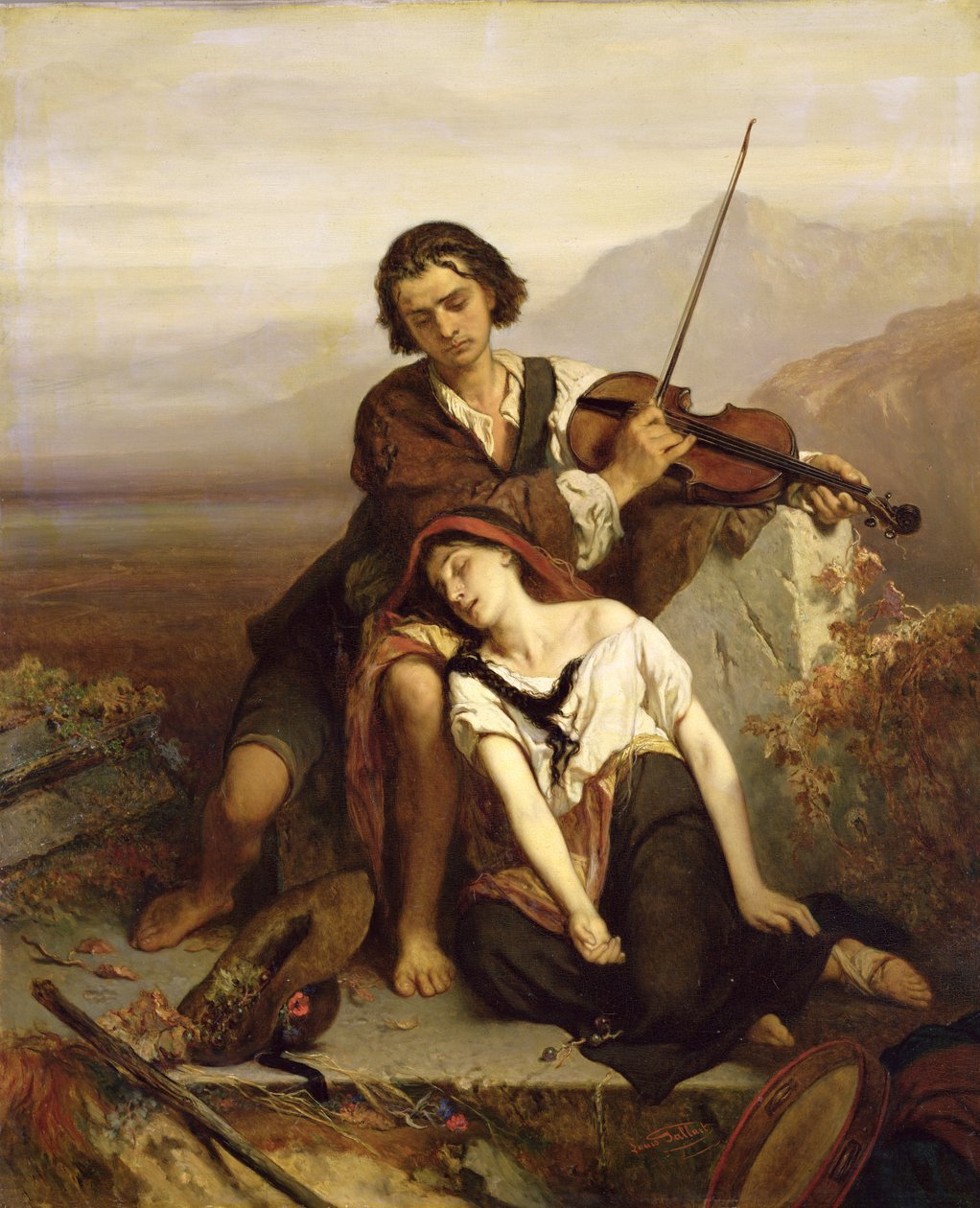Pohodlí v smutku, kolem roku 1852 od Louis Gallait