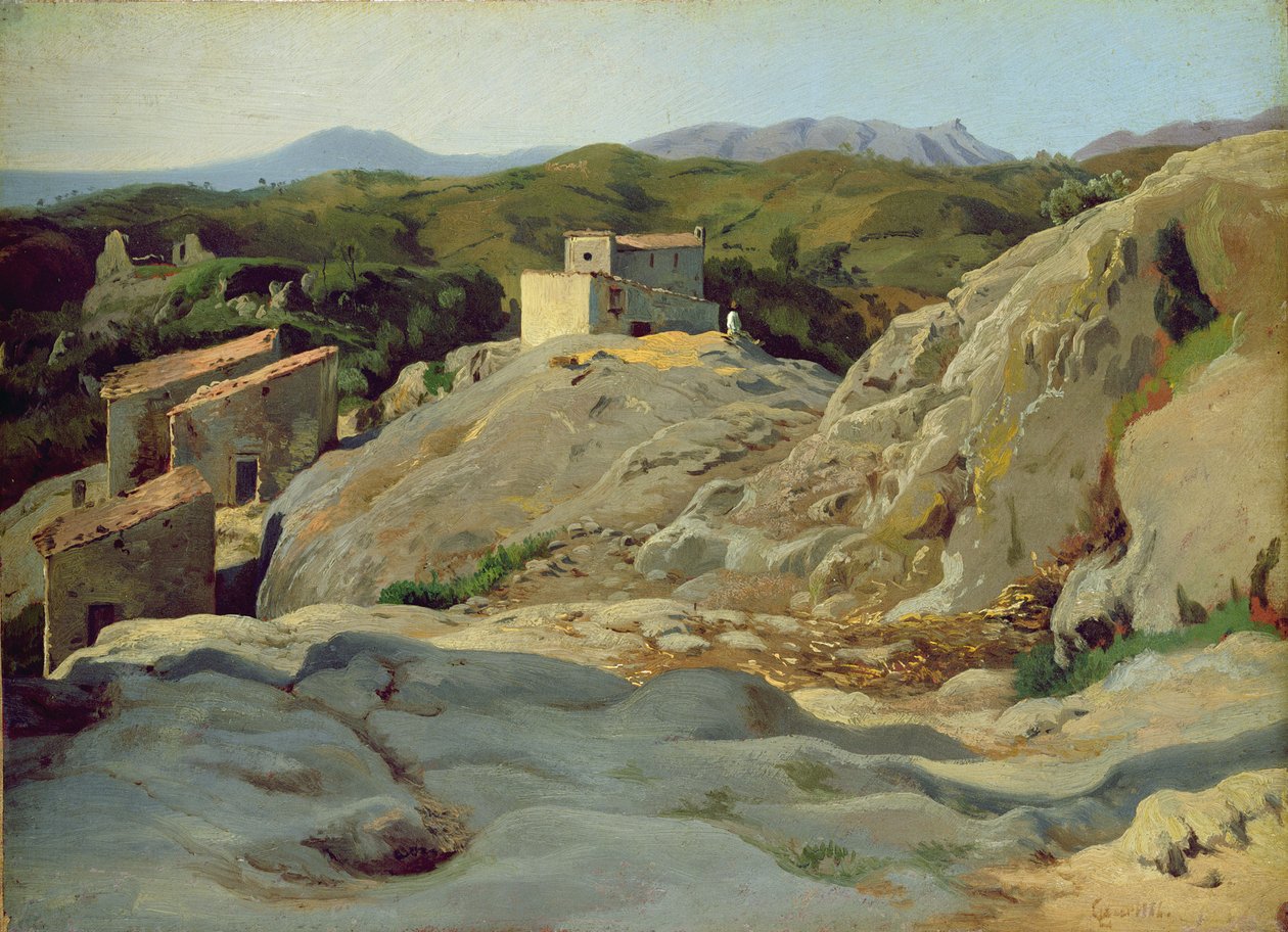 Vesnice v horách (olej na papíře na plátně) od Louis Gurlitt