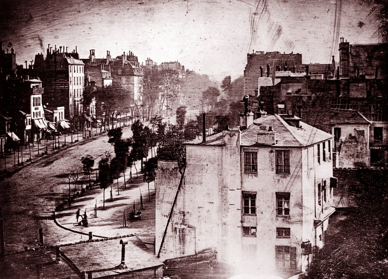 Boulevard du Temple, Paříž, 3. obvod, 1838 (daguerrotypie) od Louis Jacques Mande Daguerre
