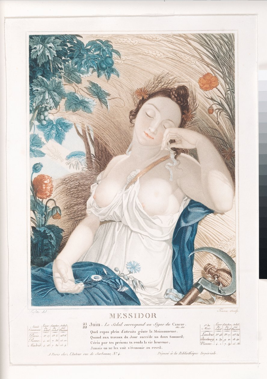 Messidor (červen červenec), desátý měsíc republikánského kalendáře, vyryl Tresca, francouzština, kolem roku 1794 od Louis Lafitte