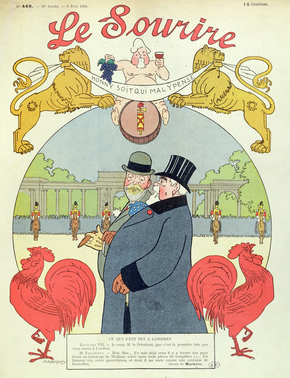 Prezident Armand Fallieres (1841-1931) s králem Edwardem VII. (1841-1910) obálka časopisu 