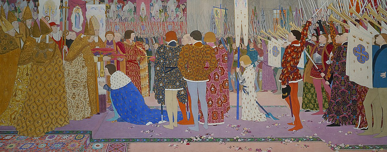 Korunování dauphina v Remeši, ze série Johanky z Arku E, 1907 (olej a plátkové zlato na plátně) od Louis Maurice Boutet de Monvel