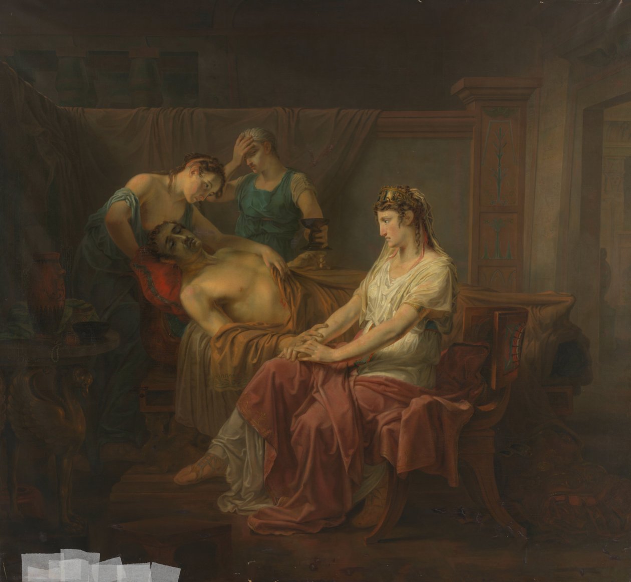 Smrtelně zraněný Mark Antony s Kleopatrou od Louis Moritz