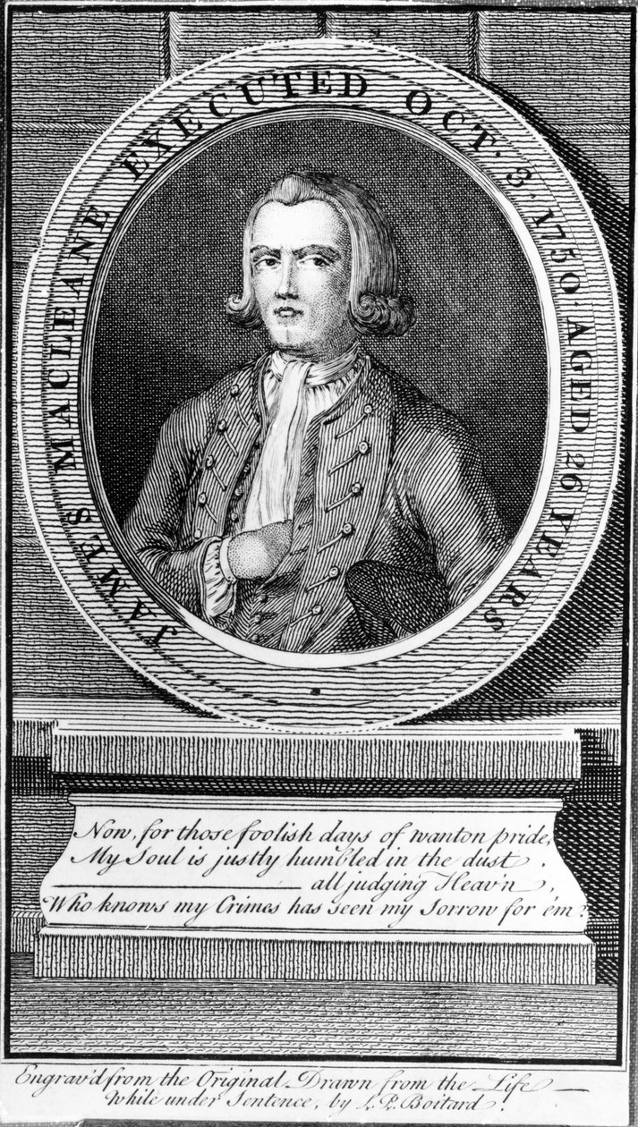 James Macleane popraven 3. října 1750 ve věku 26 let, 1750 od Louis Philippe Boitard