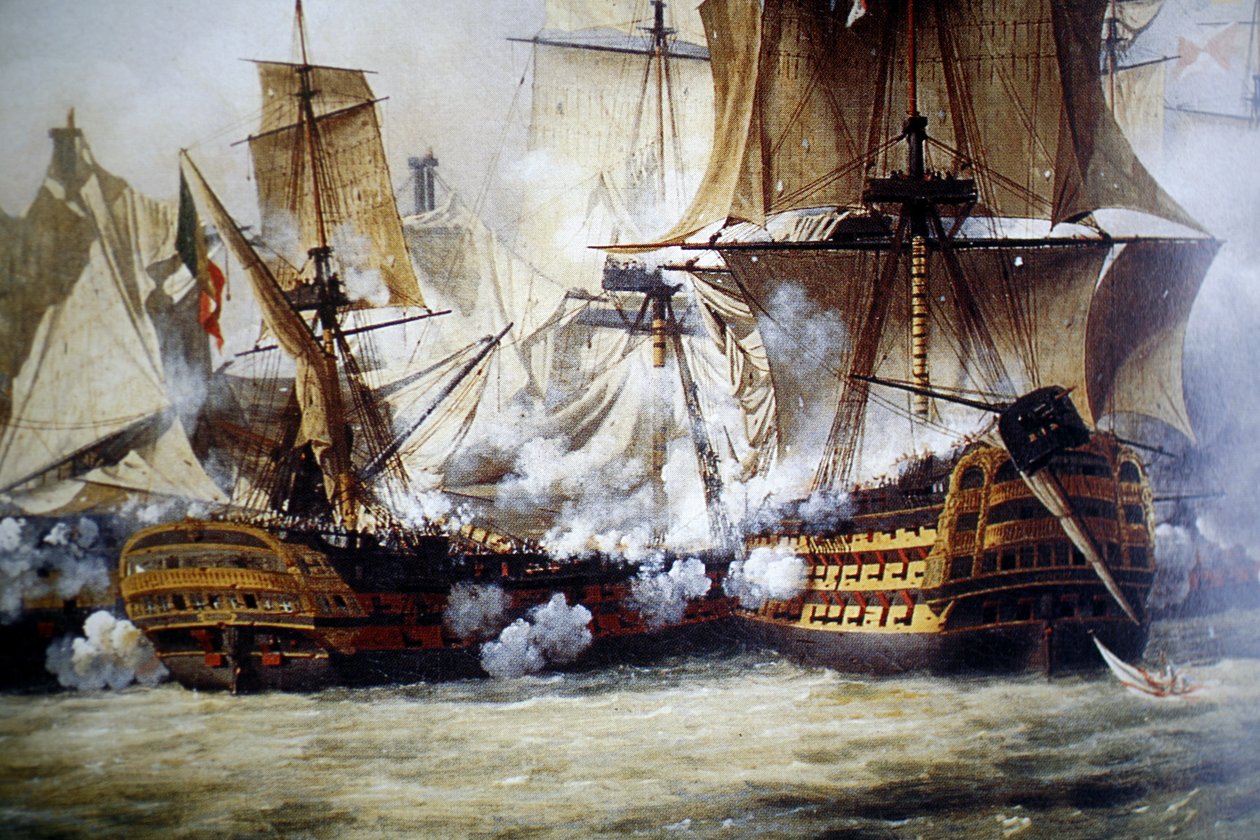 Scéna bitvy u Trafalgaru od Louis Philippe Crepin