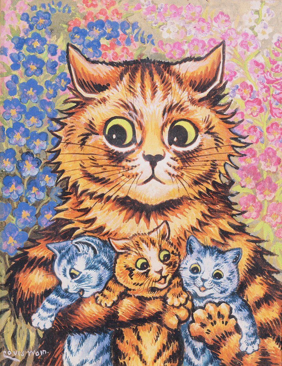 Kočka se svými koťaty od Louis Wain