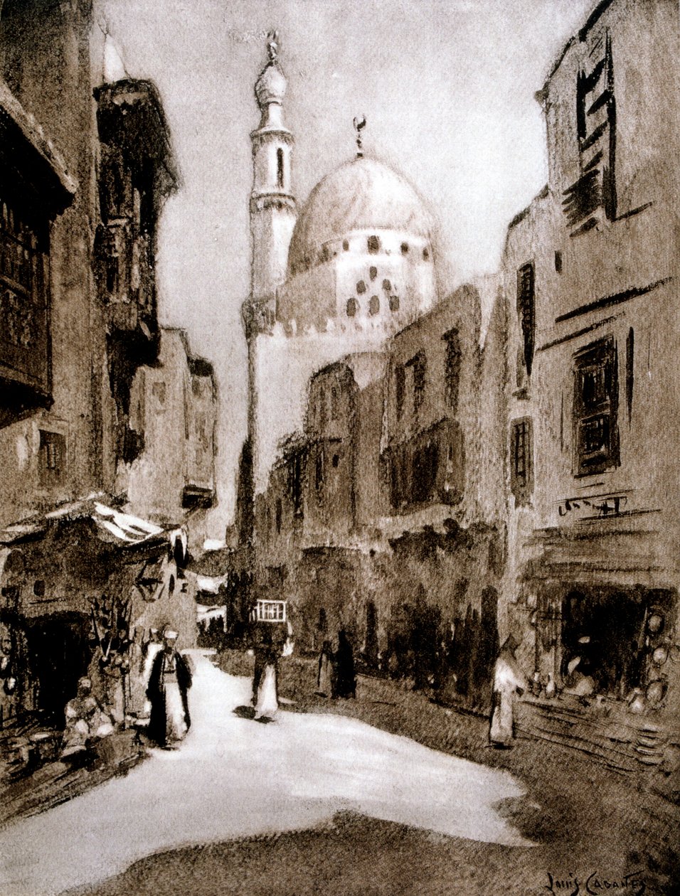 Stará ulice ve slunečním světle, Káhira, Egypt, 1928 od Louis Cabanes
