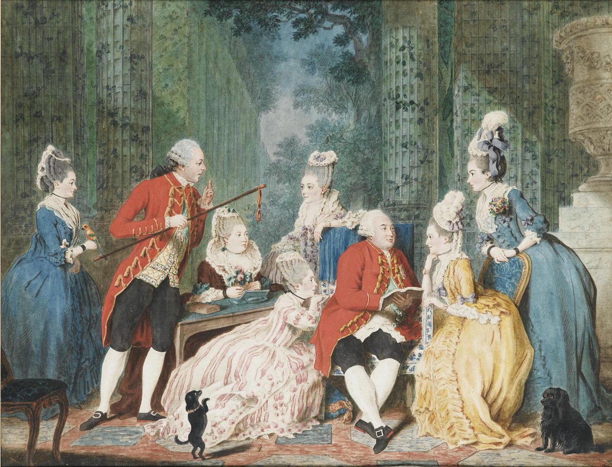 Společnost v Palais Royal, cca 1775 od Louis Carrogis dit Carmontelle