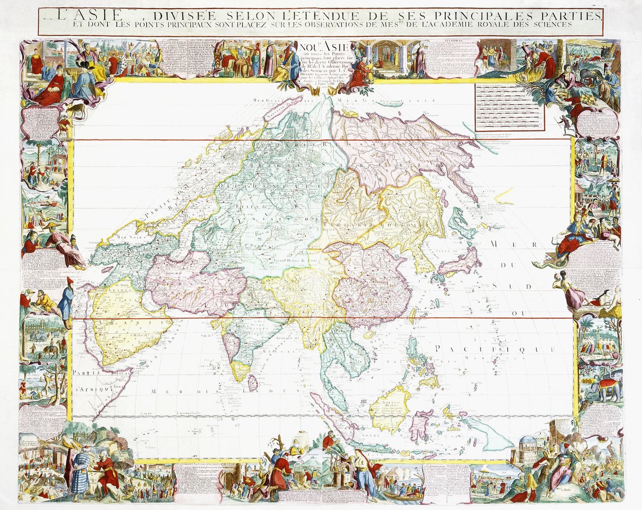 Mapa Asie, 1786 od Louis Charles Desnos