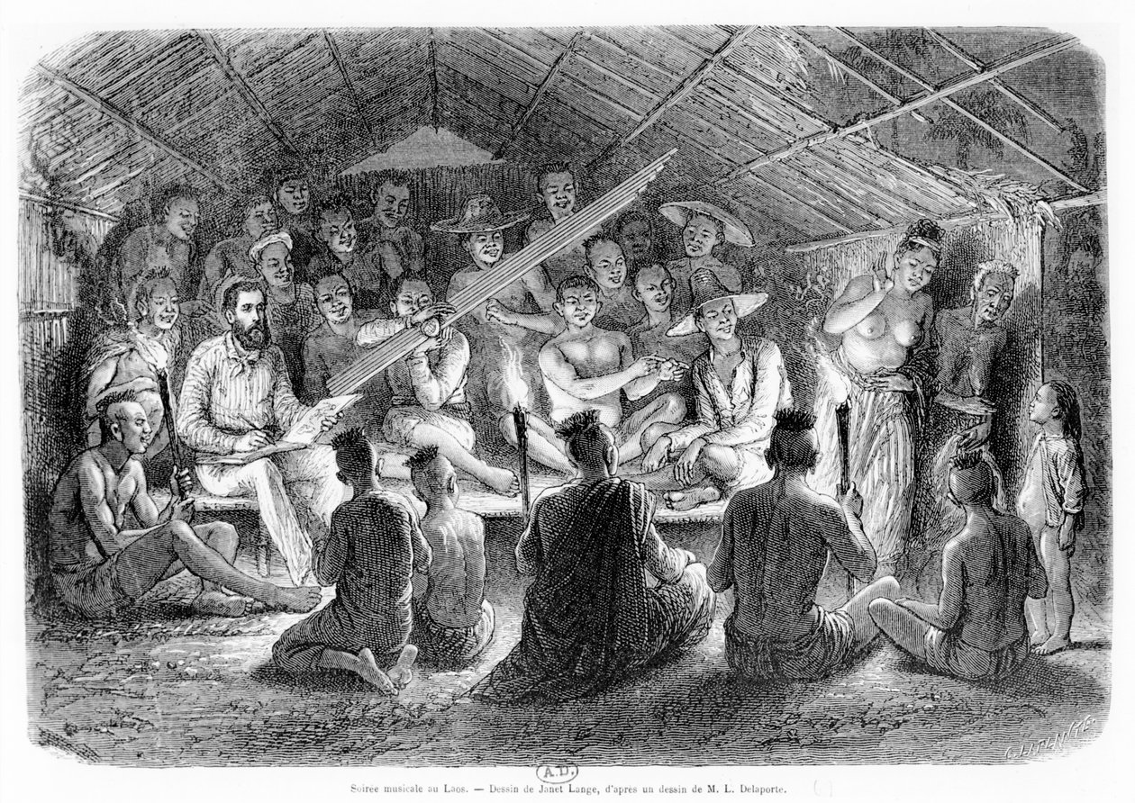Hudební večírek v Laosu, 1867 od Louis Delaporte